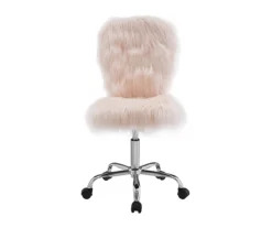Comfort Home Blush Pink Faux Fur Swivel Chair -Storage supplies store 810543388 3