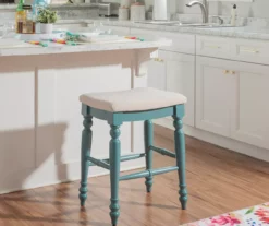 Bristol Antique Blue & White Backless Counter Stool -Storage supplies store 810543394 A0 6