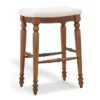 Harbor White & Brown Upholstered Linen Backless Bar Stool -Storage supplies store 810543395 1
