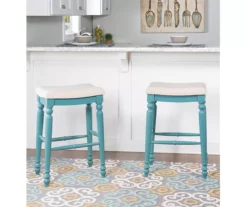 Bristol Antique Blue & White Backless Bar Stool -Storage supplies store 810543398 2