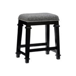 Clark Black & White Upholstered Tweed Backless Counter Stool