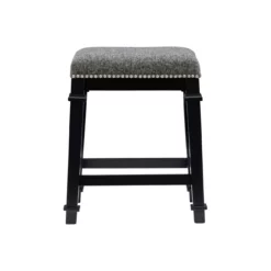 Clark Black & White Upholstered Tweed Backless Counter Stool -Storage supplies store 810543399 4