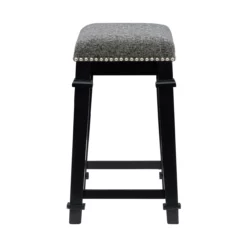 Clark Black & White Upholstered Tweed Backless Counter Stool -Storage supplies store 810543399 5