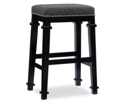 Clark Black & White Upholstered Tweed Backless Bar Stool