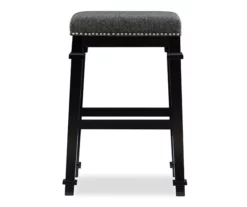 Clark Black & White Upholstered Tweed Backless Bar Stool -Storage supplies store 810543400 3