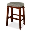 Clark Walnut & Light Brown Upholstered Tweed Backless Bar Stool -Storage supplies store 810543401 1
