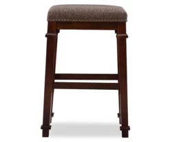 Clark Walnut & Light Brown Upholstered Tweed Backless Bar Stool -Storage supplies store 810543401 3