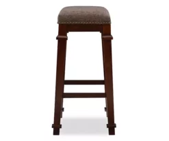Clark Walnut & Light Brown Upholstered Tweed Backless Bar Stool -Storage supplies store 810543401 5