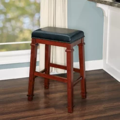 Clark Dark Cherry & Black Upholstered Faux Leather Backless Bar Stool 9 Clark Dark Cherry & Black Upholstered Faux Leather Backless Bar Stool -Storage supplies store 810543402 2