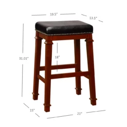 Clark Dark Cherry & Black Upholstered Faux Leather Backless Bar Stool 13 Clark Dark Cherry & Black Upholstered Faux Leather Backless Bar Stool -Storage supplies store 810543402 6