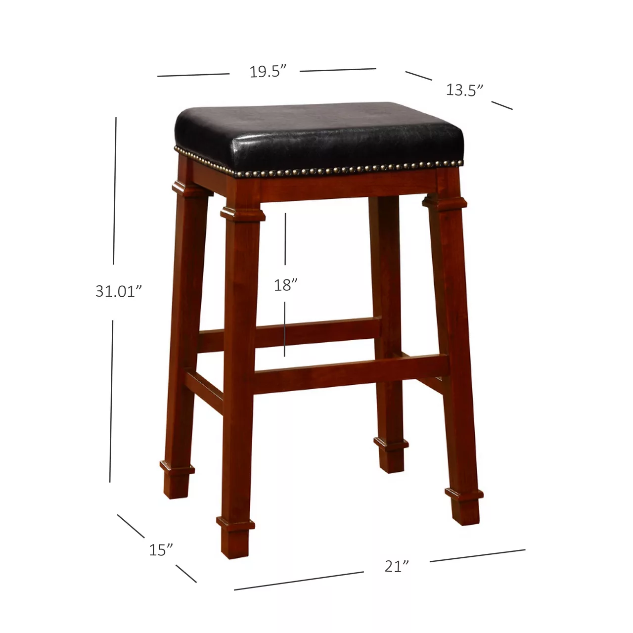 Clark Dark Cherry & Black Upholstered Faux Leather Backless Bar Stool 8 Clark Dark Cherry & Black Upholstered Faux Leather Backless Bar Stool - Image 6