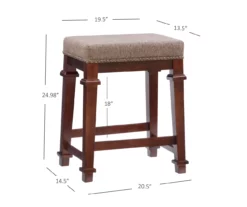 Clark Walnut & Light Brown Upholstered Tweed Backless Counter Stool 17 Clark Walnut & Light Brown Upholstered Tweed Backless Counter Stool -Storage supplies store 810543403 D8 9