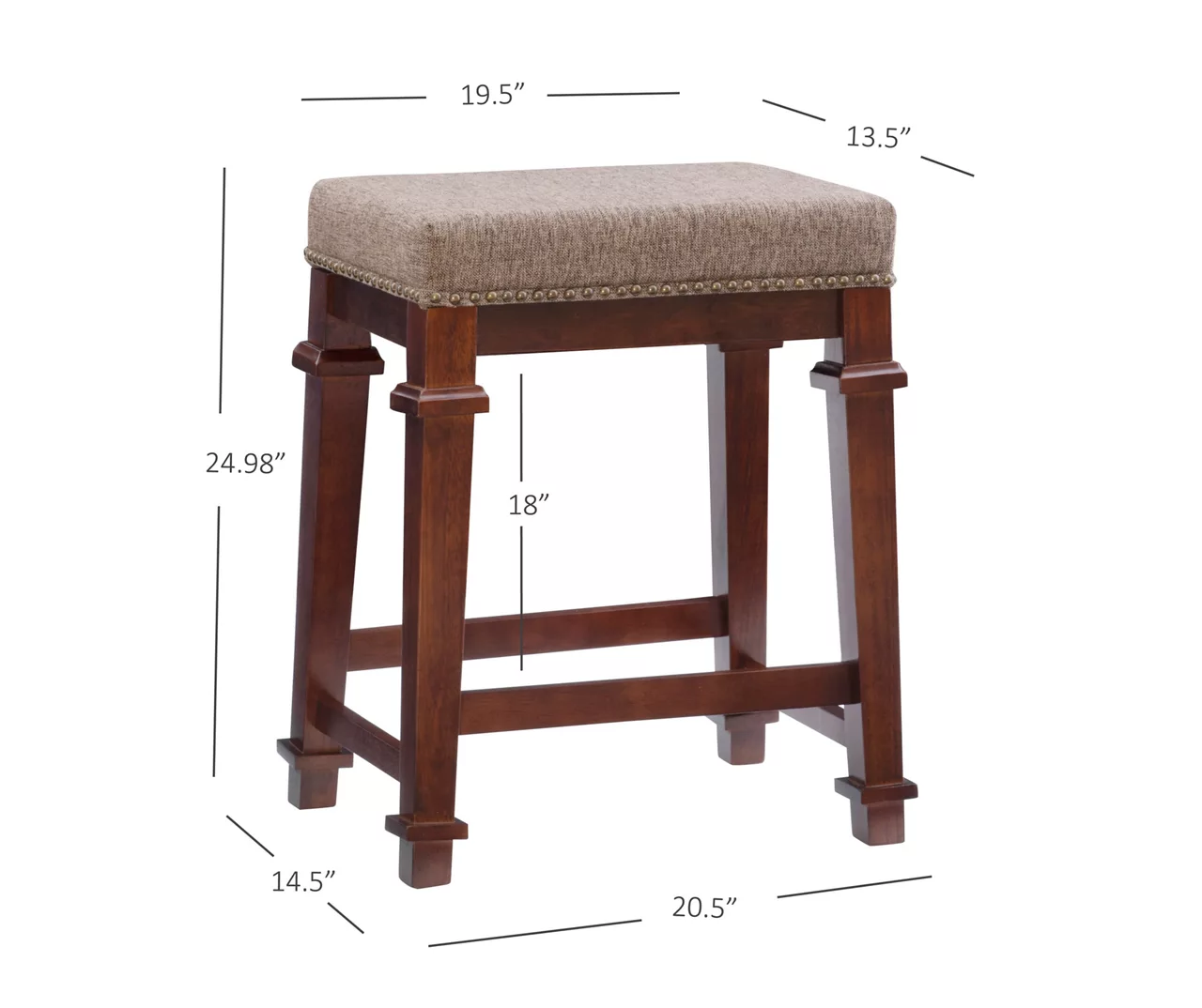 Clark Walnut & Light Brown Upholstered Tweed Backless Counter Stool 10 Clark Walnut & Light Brown Upholstered Tweed Backless Counter Stool - Image 8