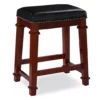 Clark Dark Cherry & Black Upholstered Faux Leather Backless Counter Stool -Storage supplies store 810543404 1