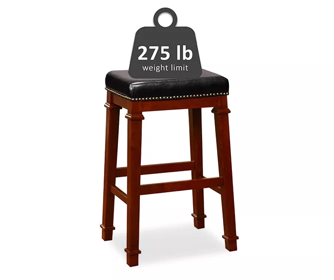 Clark Dark Cherry & Black Upholstered Faux Leather Backless Counter Stool 5 Clark Dark Cherry & Black Upholstered Faux Leather Backless Counter Stool - Image 3