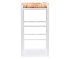 Paris Beige & White Wooden Handwoven Rush Counter Stools, 2-Pack -Storage supplies store 810543407 3