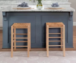 Paris Natural Backless Handwoven Rush Counter Stool, 2-Pack -Storage supplies store 810543409 2