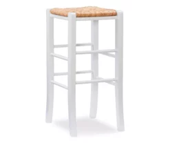 Paris White Backless Handwoven Rush Bar Stool, 2-Pack -Storage supplies store 810543410 1