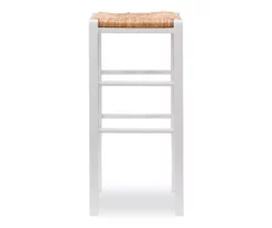 Paris White Backless Handwoven Rush Bar Stool, 2-Pack -Storage supplies store 810543410 3