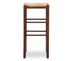 Paris Walnut Backless Handwoven Rush Bar Stool, 2-Pack -Storage supplies store 810543411 3