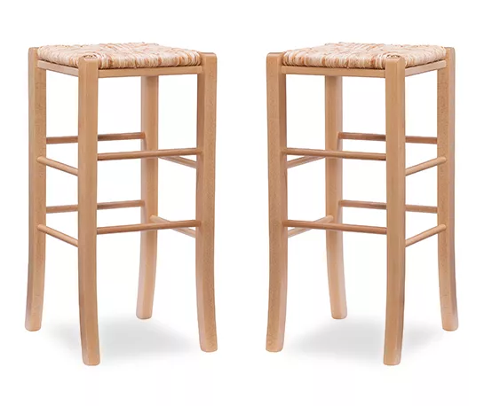 Paris Natural Backless Handwoven Rush Bar Stool, 2-Pack 3 Paris Natural Backless Handwoven Rush Bar Stool, 2-Pack