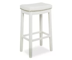 Brooke White Backless Nailhead Bar Stool