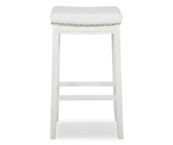 Brooke White Backless Nailhead Bar Stool -Storage supplies store 810543413 4