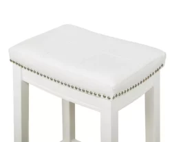 Brooke White Backless Nailhead Bar Stool -Storage supplies store 810543413 5