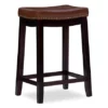 Brooke Cognac & Dark Brown Faux Leather Backless Padded Bar Stool -Storage supplies store 810543414 1
