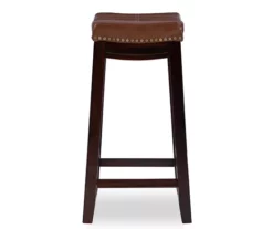 Brooke Cognac & Dark Brown Faux Leather Backless Padded Bar Stool -Storage supplies store 810543414 4