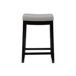 Brooke Gray & Black Faux Leather Backless Padded Counter Stool -Storage supplies store 810543418 3