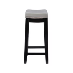 Brooke Gray & Black Faux Leather Backless Padded Counter Stool -Storage supplies store 810543418 4