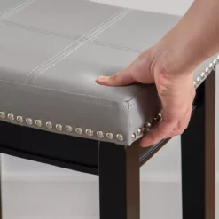 Brooke Gray & Black Faux Leather Backless Padded Counter Stool -Storage supplies store 810543418 6
