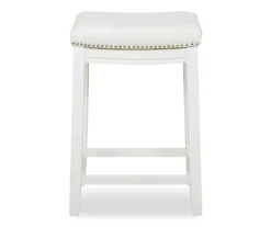32" Brooke White Backless Counter Stool -Storage supplies store 810543420 3
