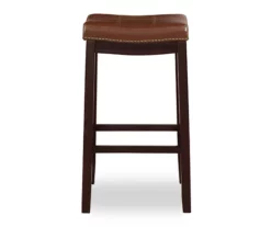 Brooke Cognac & Dark Brown Faux Leather Backless Padded Counter Stool -Storage supplies store 810543421 3