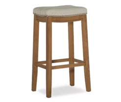 Brooke Natural & Rustic Brown Backless Striped Bar Stool