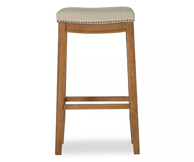 Brooke Natural & Rustic Brown Backless Striped Bar Stool 5 Brooke Natural & Rustic Brown Backless Striped Bar Stool - Image 3