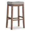 Brooke Gray & Rustic Brown Backless Nailhead Bar Stool