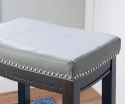 Brooke Gray & Black Faux Leather Backless Padded Bar Stool -Storage supplies store 810543425 B8 1