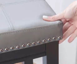 Brooke Gray & Black Faux Leather Backless Padded Bar Stool -Storage supplies store 810543425 B8 3