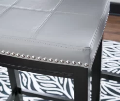 Brooke Gray & Black Faux Leather Backless Padded Bar Stool -Storage supplies store 810543425 B8 4