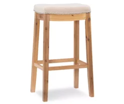 Brooke Natural & Rustic Brown Backless Padded Bar Stool