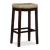 Brooke Beige & Dark Brown Faux Leather Backless Padded Bar Stool -Storage supplies store 810543427 1