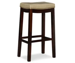 Brooke Beige & Dark Brown Faux Leather Backless Padded Bar Stool -Storage supplies store 810543427 4