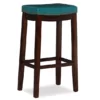 Brooke Blue & Dark Brown Faux Leather Backless Padded Bar Stool -Storage supplies store 810543428 1