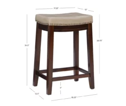 Brooke Beige & Dark Brown Faux Leather Backless Padded Counter Stool -Storage supplies store 810543429 A7