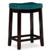 Brooke Blue & Dark Brown Faux Leather Backless Padded Counter Stool 2 Brooke Blue & Dark Brown Faux Leather Backless Padded Counter Stool -Storage supplies store 810543430 1