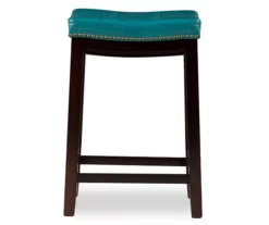 Brooke Blue & Dark Brown Faux Leather Backless Padded Counter Stool 9 Brooke Blue & Dark Brown Faux Leather Backless Padded Counter Stool -Storage supplies store 810543430 3