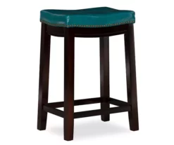 Brooke Blue & Dark Brown Faux Leather Backless Padded Counter Stool 10 Brooke Blue & Dark Brown Faux Leather Backless Padded Counter Stool -Storage supplies store 810543430 4