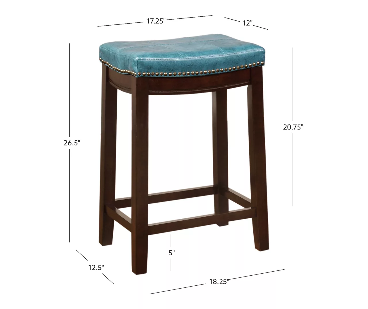 Brooke Blue & Dark Brown Faux Leather Backless Padded Counter Stool 7 Brooke Blue & Dark Brown Faux Leather Backless Padded Counter Stool - Image 5